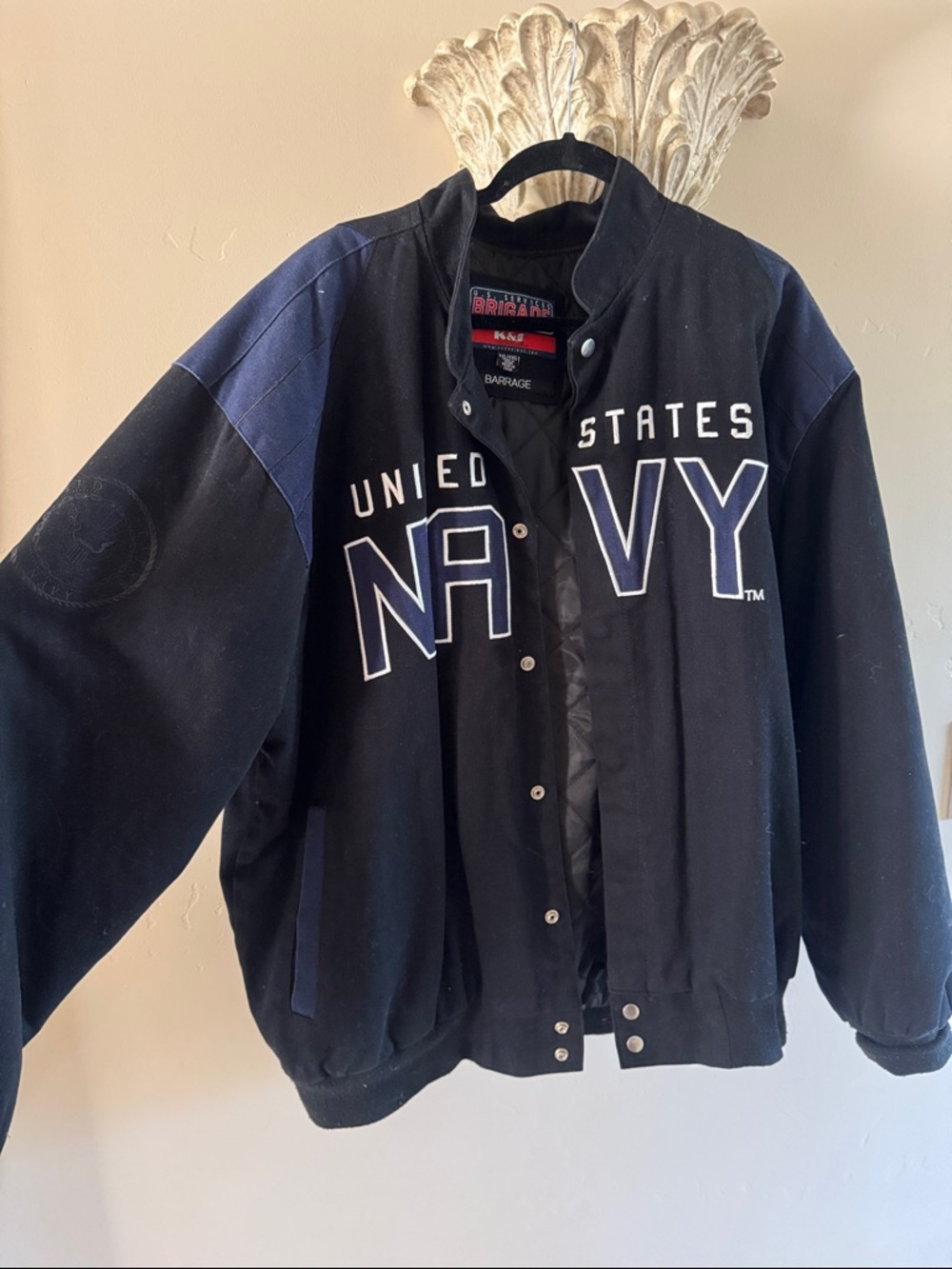 United States Navy Black & Navy Varsity Bomber Jacket
